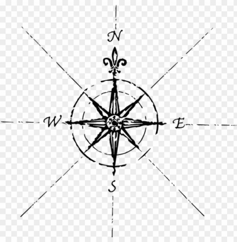 simple compass design tattoo Isolated Element in HighQuality PNG