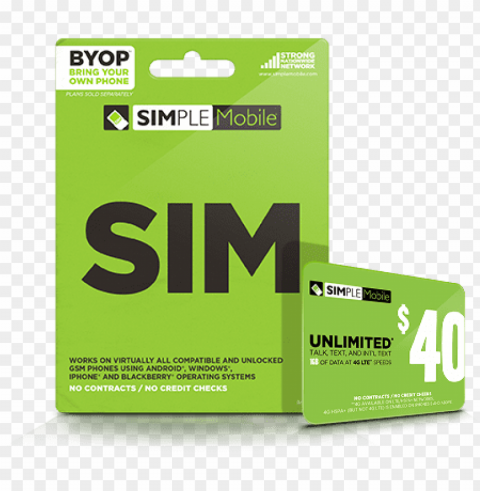 simple mobile prepaid sim card unlimited calls PNG files with clear background