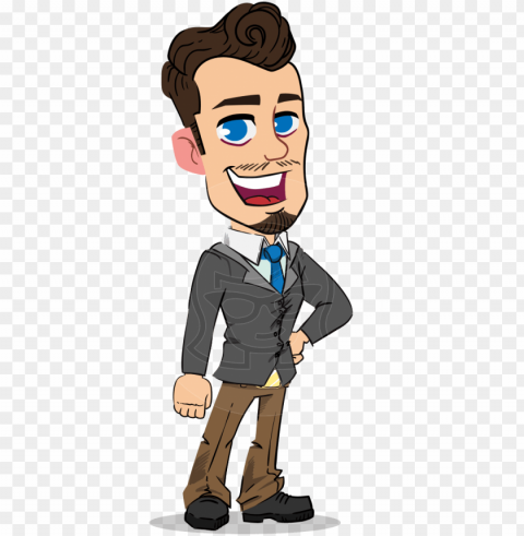 simple style cartoon of a businessman with goatee - cartoo PNG images with alpha channel selection