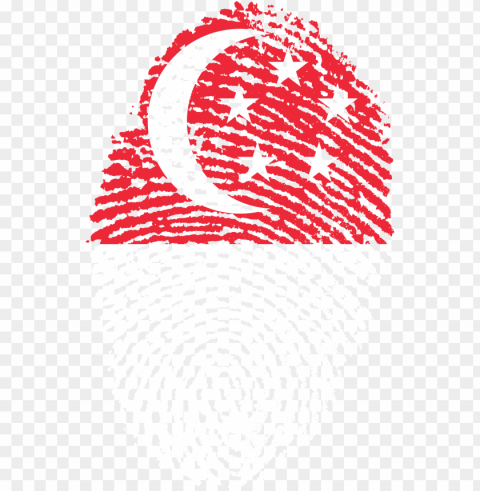 singapore flag fingerprint country - proud to be singaporea Isolated Object on Transparent PNG