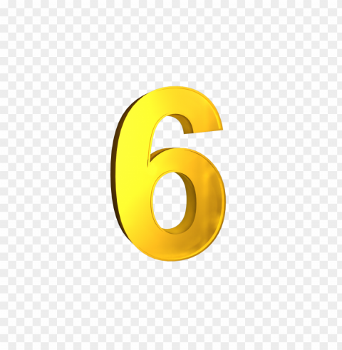 six 6 3D Numbers gold High-resolution PNG images with transparency