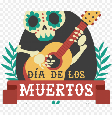 skeleton clipart guitar - day of the dead sugar skull tshirt dia de los muertos HighQuality Transparent PNG Object Isolation