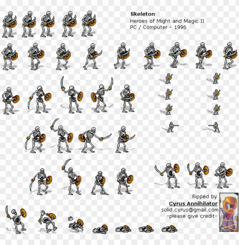 Skeleton Sprite Sheet PNG Images With No Background Comprehensive Set