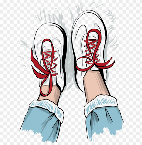 Sketch Of Sneakers With Red Shoelaces PNG Transparent Photos Assortment