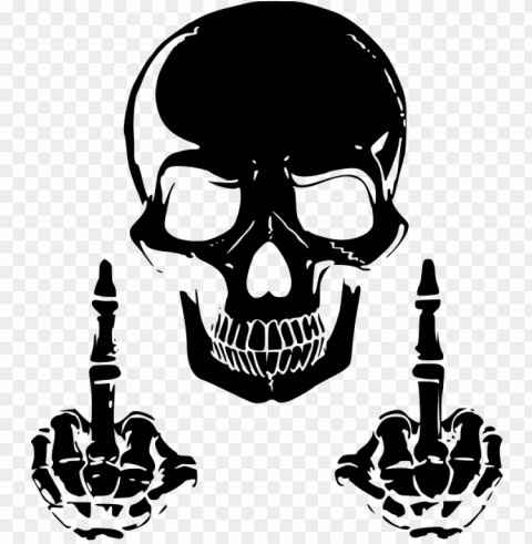 skull clipart wicked - skulls with middle fingers Transparent PNG Illustration with Isolation
