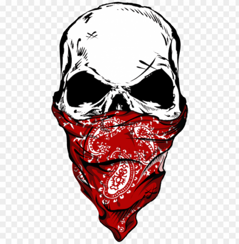 skull with bandana drawi Transparent Background Isolated PNG Illustration