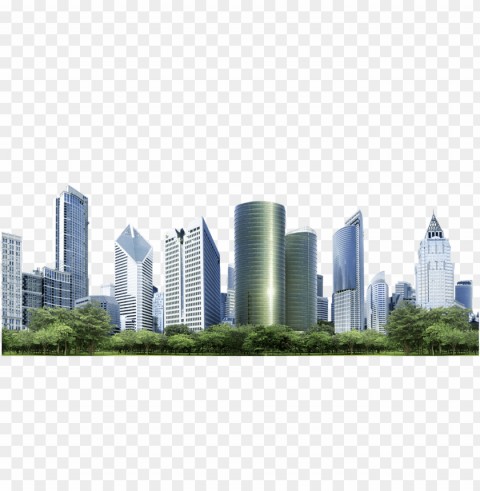 Skyscrapers Clean Background Isolated PNG Image