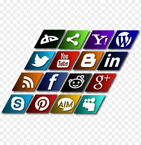 slanted social media icons vector - social media icons slanted Isolated Artwork in Transparent PNG Format