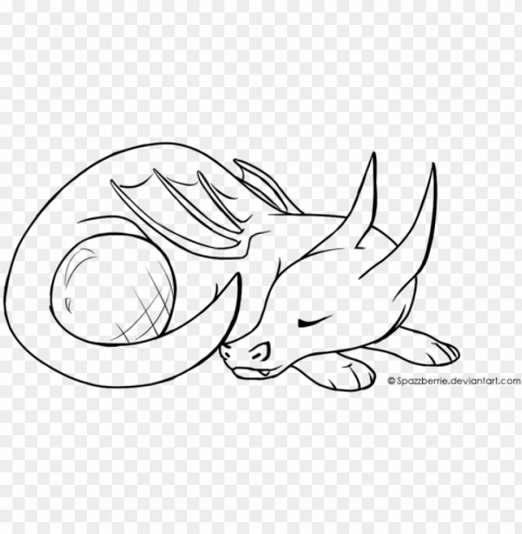 sleeping dragon photo drawing - stained glass Isolated Object on Transparent PNG