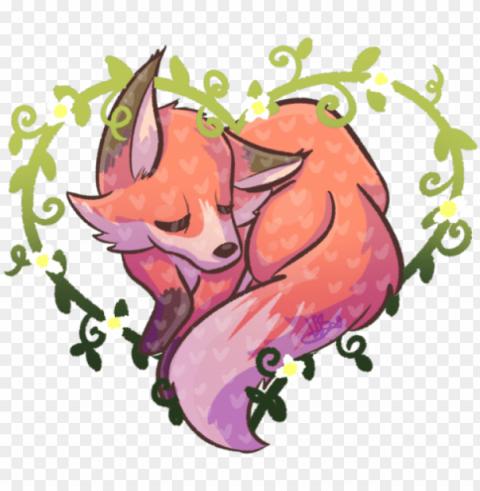 sleepy heart fox - fox Clear Background Isolated PNG Object PNG transparent with Clear Background ID 797801bf