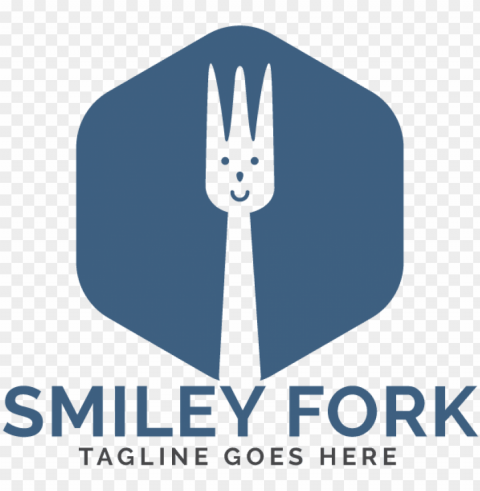 smiley fork logo design - emblem Clean Background Isolated PNG Icon