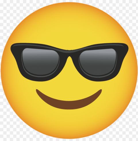 smiling face with sunglasses - cool emojis no background Transparent PNG Isolated Illustration