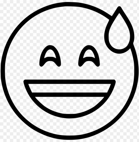 smiling with open mouth and cold sweat svg icon - smile outline PNG with Isolated Object