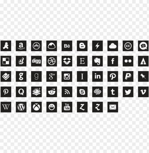 social icons font vector library - social icons vector square PNG images with no background necessary