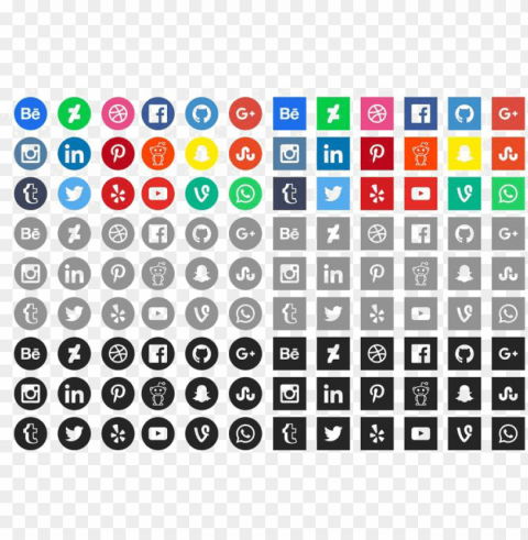 social icons photo - social media icons 2018 free Transparent Background PNG Isolated Illustration