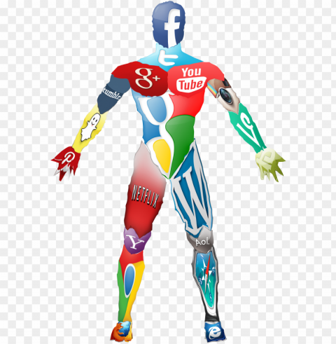 social media icon body collage - people using social media icon Isolated PNG Graphic with Transparency