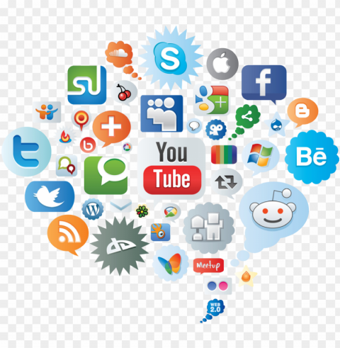 social media icons cloud - social media icon cloud PNG Graphic Isolated with Transparency