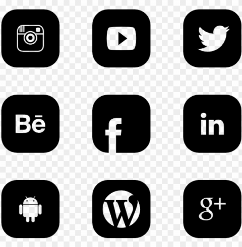 social media icons vector - black social media logos PNG images with alpha transparency wide collection
