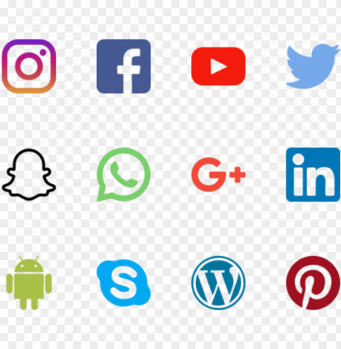 social media icons vector - social media logos small PNG Image with Transparent Isolated Graphic Element