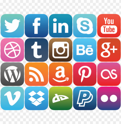 social media rounded icons - transparent social network icons PNG with Isolated Object and Transparency