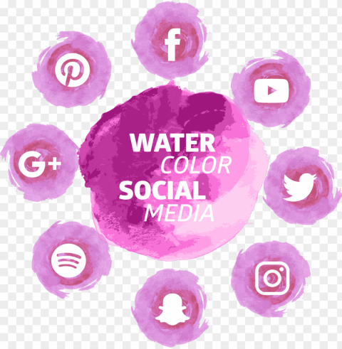 social mediaicon watercolor tools transprent - social media watercolor icons Transparent Background PNG Isolation