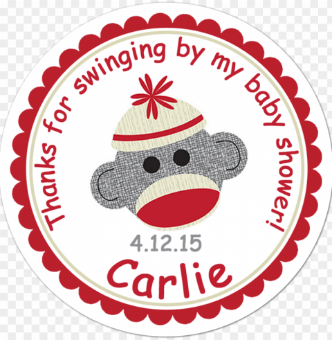 sock monkey baby shower personalized sticker - 24 pirate party bag thank you stickers - skull and PNG files with no backdrop pack PNG transparent with Clear Background ID c7ae89b5