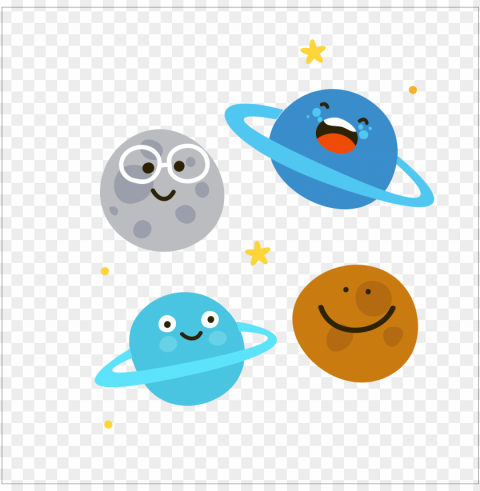 solar system planet cartoon illustration - solar system planets cartoon Clear Background PNG Isolated Graphic Design