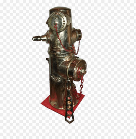 solid brass fire hydrant PNG with transparent backdrop