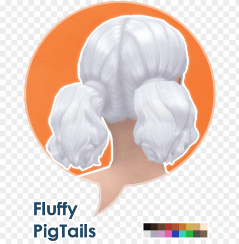 some fluffy pigtails for adult sims - the sims 4 Clear Background Isolated PNG Graphic