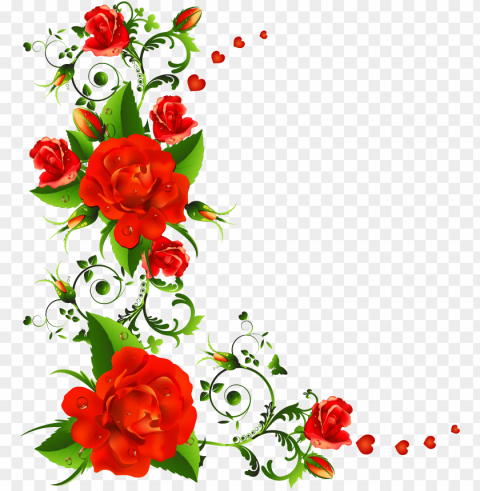 source - flowerillust - com - rose flower border Transparent PNG Isolated Graphic Detail