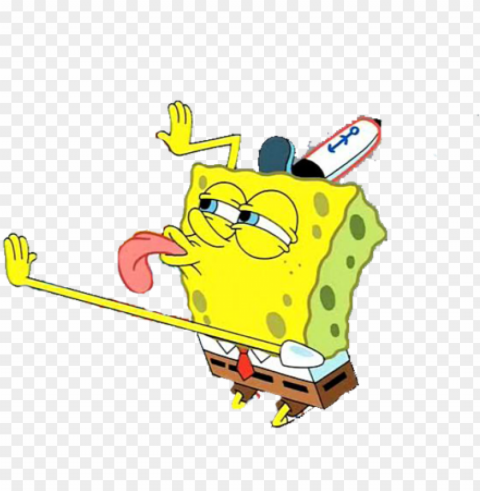 source - - spongebob licking meme PNG file with alpha