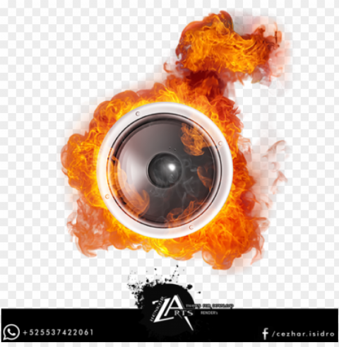 speakers in flames psd - fone auto falante Isolated Element in Transparent PNG