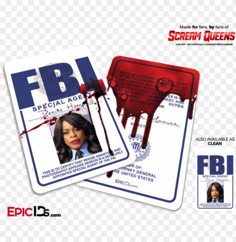 special agent 'scream queens' cosplay id badge - event Isolated PNG Element with Clear Transparency