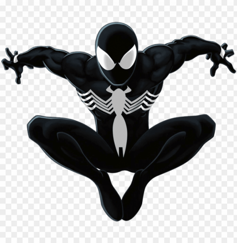 spider-man clipart spider hanging - spider man black suit Transparent Background PNG Isolated Illustration