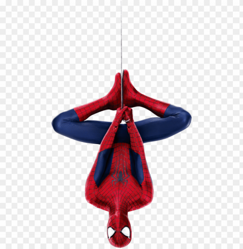 spiderman hanging upside dow Clean Background Isolated PNG Image
