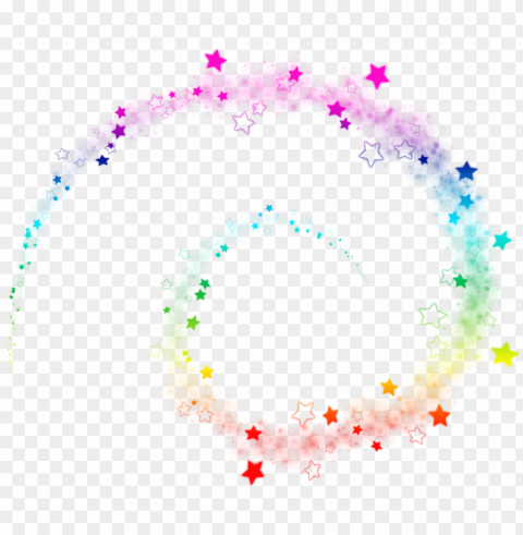 spiral lines stars sparkle rainbow colors Isolated Artwork on Transparent PNG