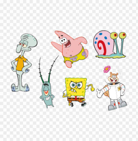 spongebob squarepants cartoon vector logo Free PNG images with alpha channel set