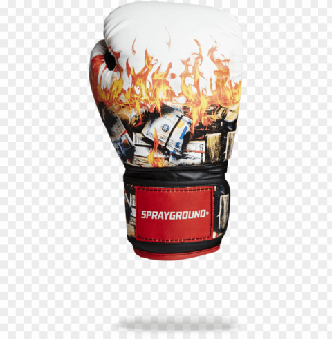 sprayground- white fire money boxing gloves boxi Isolated Character in Clear Transparent PNG