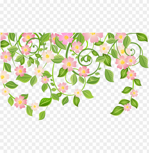 spring blossom decoration with leaves - spring leaves background Isolated Item on Transparent PNG