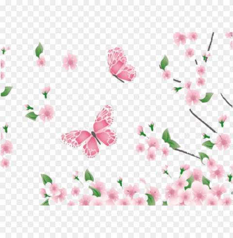 spring clipart background - flowers and butterflies Transparent PNG artworks for creativity