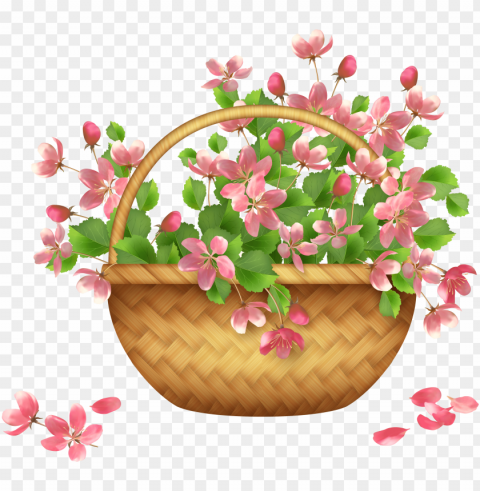 spring flower basket clipart - flower basket clipart Transparent PNG vectors