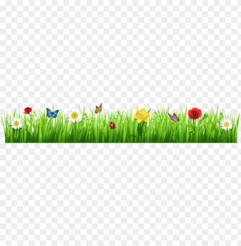 spring grass with flowers spring flowers clip art free - grass with flower Isolated PNG Object with Clear Background