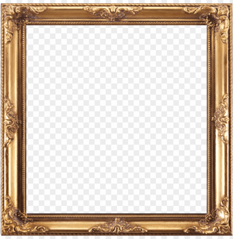 square gold frame Transparent Background Isolated PNG Item