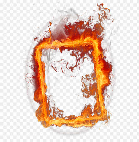 square outline frame flame fire border Isolated Character on HighResolution PNG