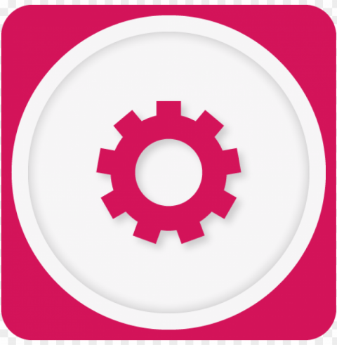 square pink & white gear settings app icon Isolated Character on Transparent Background PNG