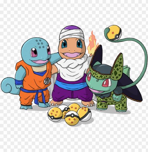 squirtle as krillin charmander as piccolo bulbasaur - squirtle krillin piccolo charmander and bulbasaur cell Clear Background Isolated PNG Illustration