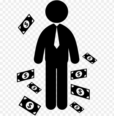 standing businessman with money bills around svg - icon Transparent picture PNG