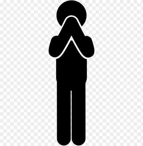 standing man in praying posture of hands in front his - prayer standi PNG Image with Isolated Icon