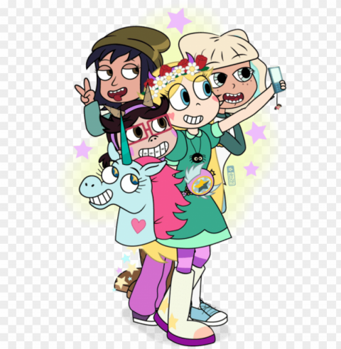  star butterfly and her girl friends in dedication - star butterfly y daron nefcy PNG transparent design bundle