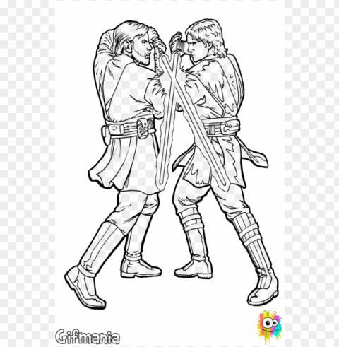 star wars anakin vs obi-wan coloring pages - star wars coloring pages obi wan vs anaki PNG Image Isolated with Transparency